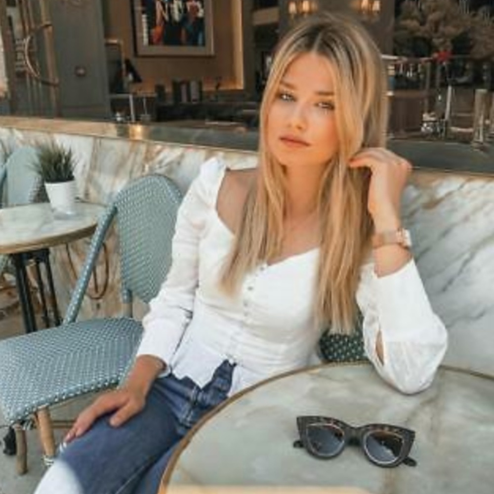 Princess Polly White Long Sleeve Top Size Medium